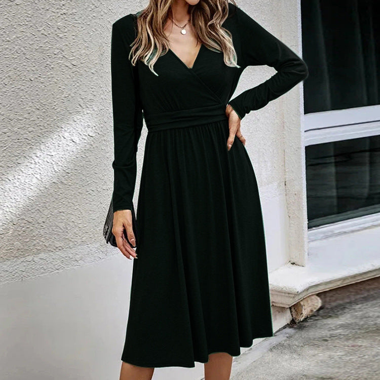 Robe portefeuille dames avec décolleté en V et manches longues Chic und Stil