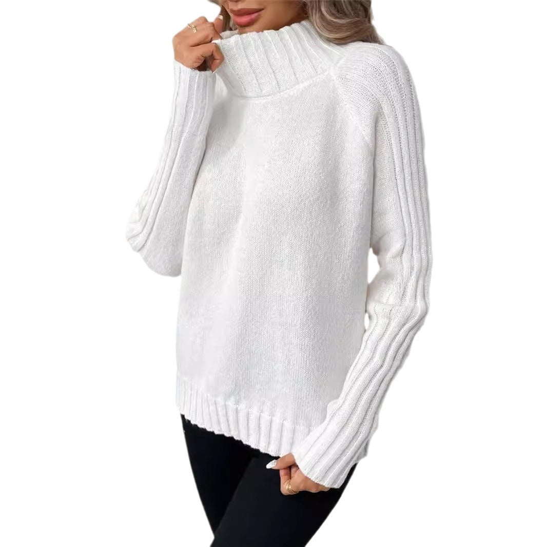 Pull femme avec col montant moderne et design en ribbes structuré Chic und Stil