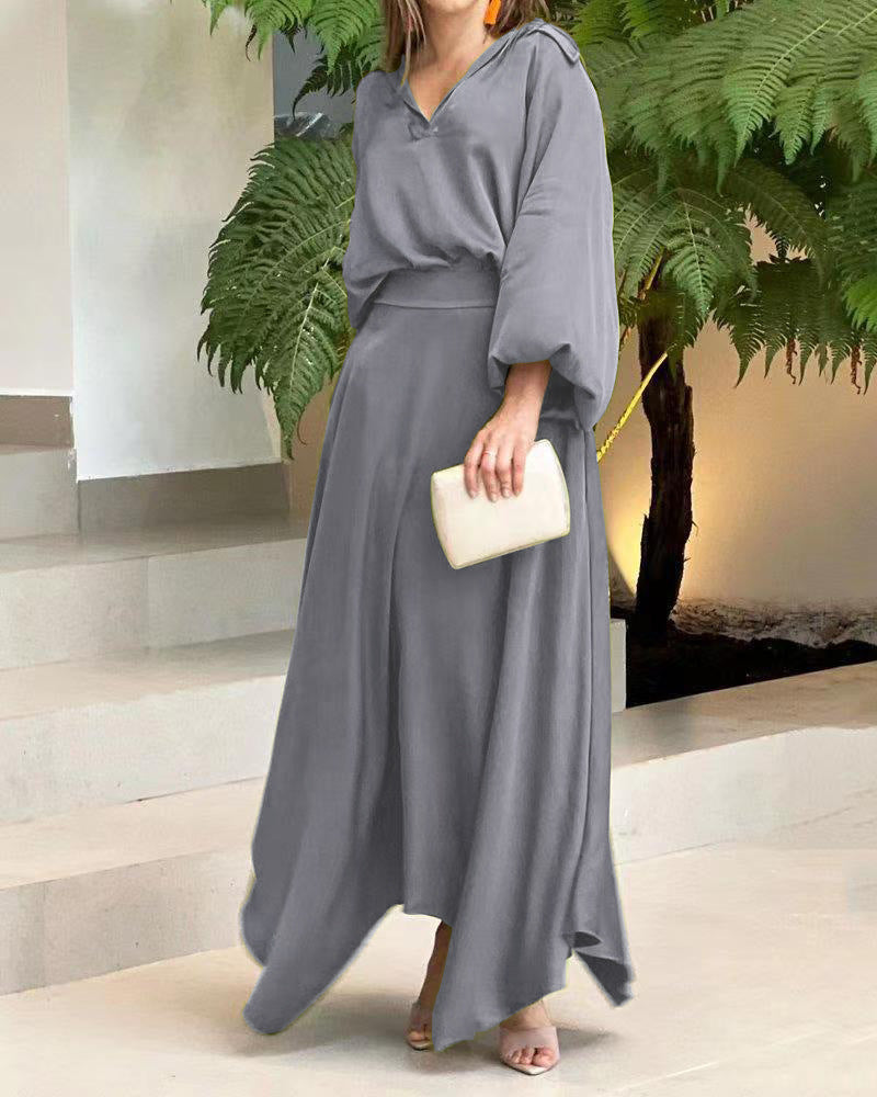 Robe maxi élégante pour dames avec coupe fluide et décolleté en V de haute qualité Chic und Stil