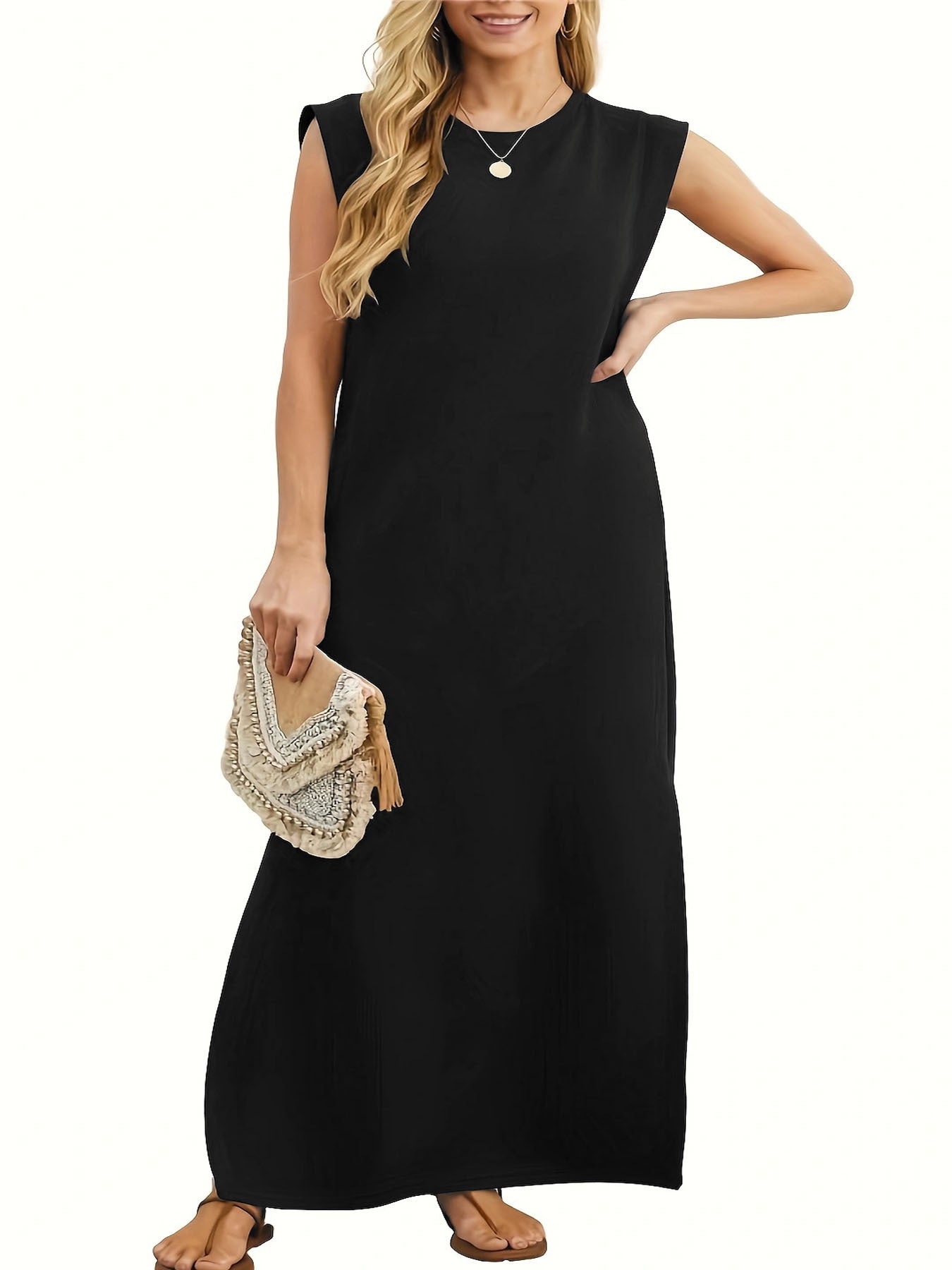 Robe maxi décontractée pour femme avec design à manches courtes Chic und Stil