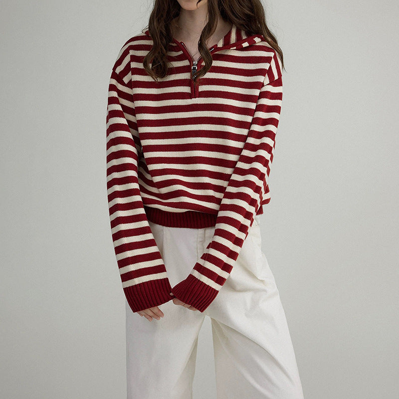 Sweat à capuche rayé court pour femmes Chic und Stil