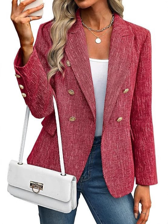 Blazer en tweed pour femmes avec double rangée de boutons Chic und Stil
