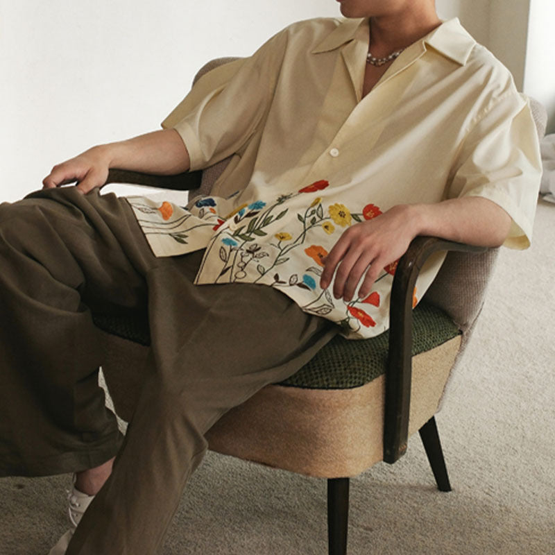 Chemise à manches courtes pour hommes avec motif floral et tissu de haute qualité Chic und Stil