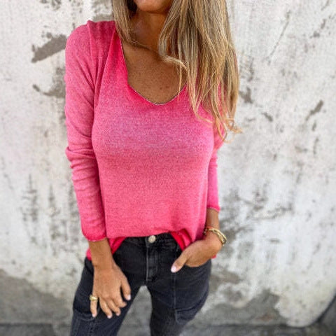 Chemise décontractée à manches longues à col en V pour femmes Chic und Stil