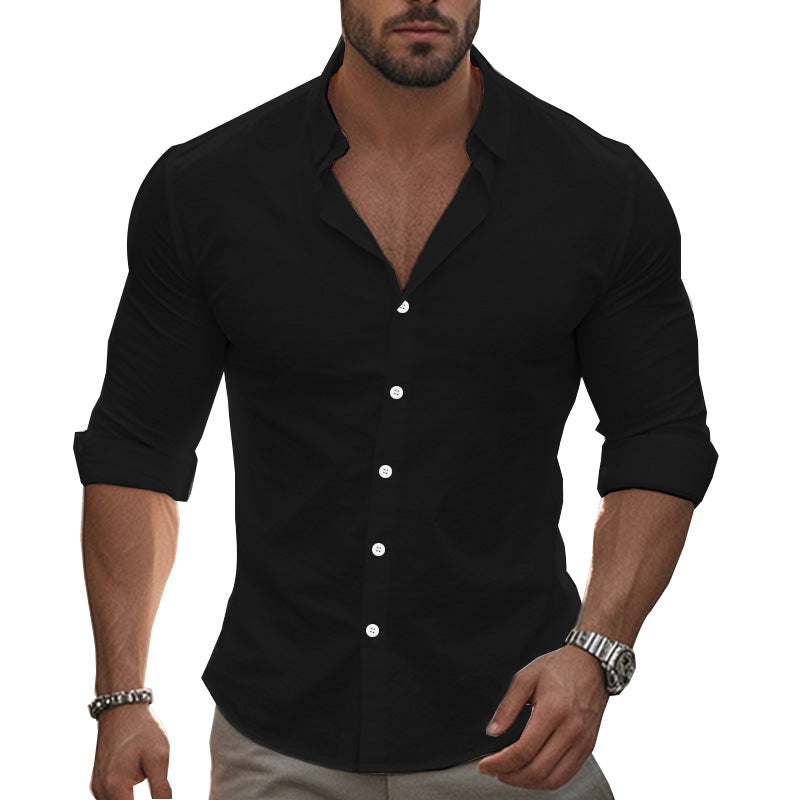 Hommes élégante chemise à manches longues avec surface texturée et col à la mode Chic und Stil