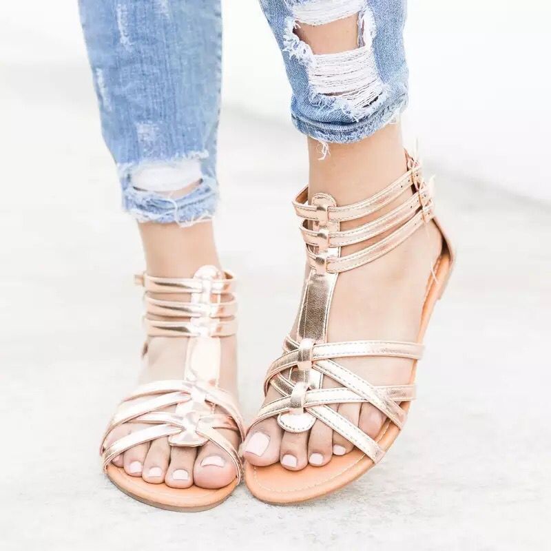Sandales à brides pour femmes avec motif graphique et bride de cheville ajustable Chic und Stil