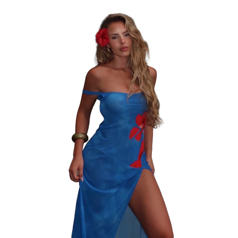 Robe maxi fendue à fleurs pour femmes Chic und Stil