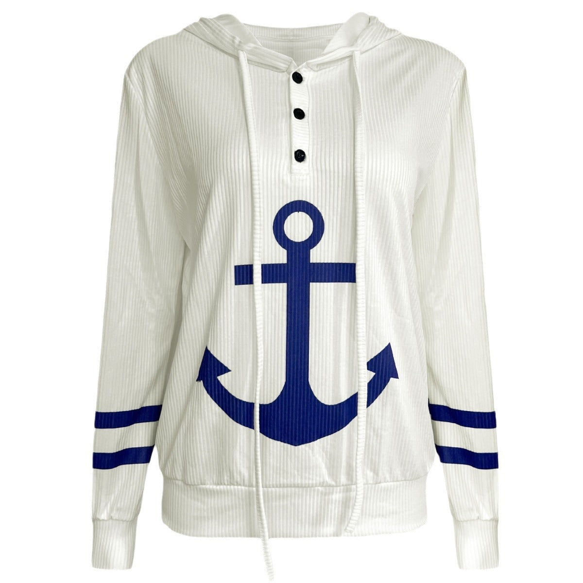 Pull à capuche dames avec motif maritime et tissu structuré Chic und Stil