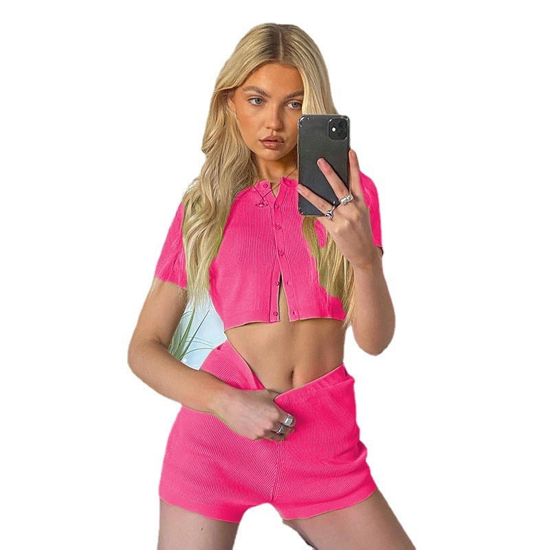 Ensemble de tricot court pour femmes et shorts Chic und Stil