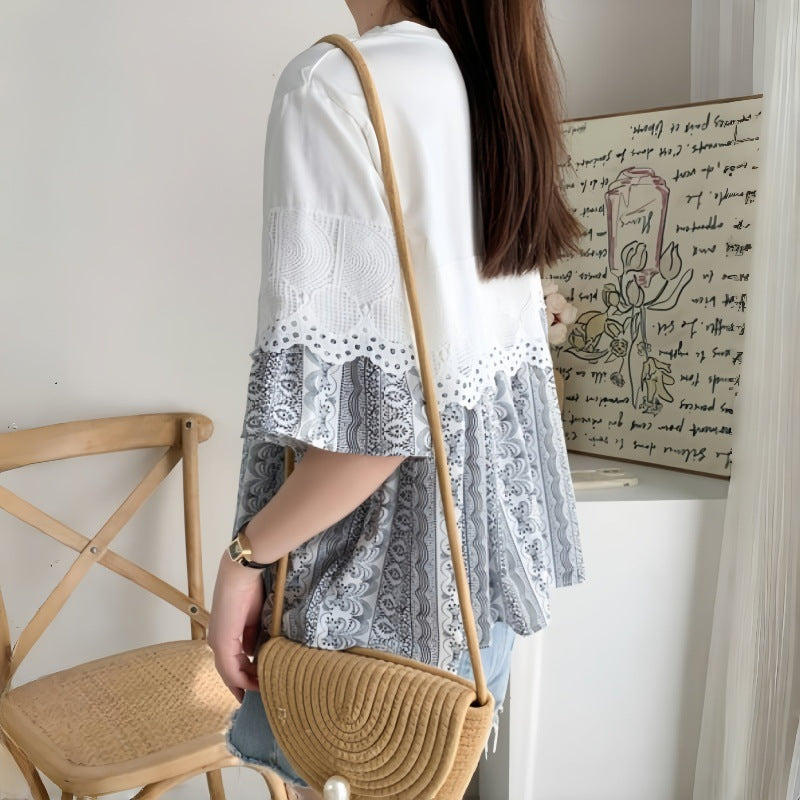 Blouse de loisirs pour femmes avec garniture en dentelle Chic und Stil