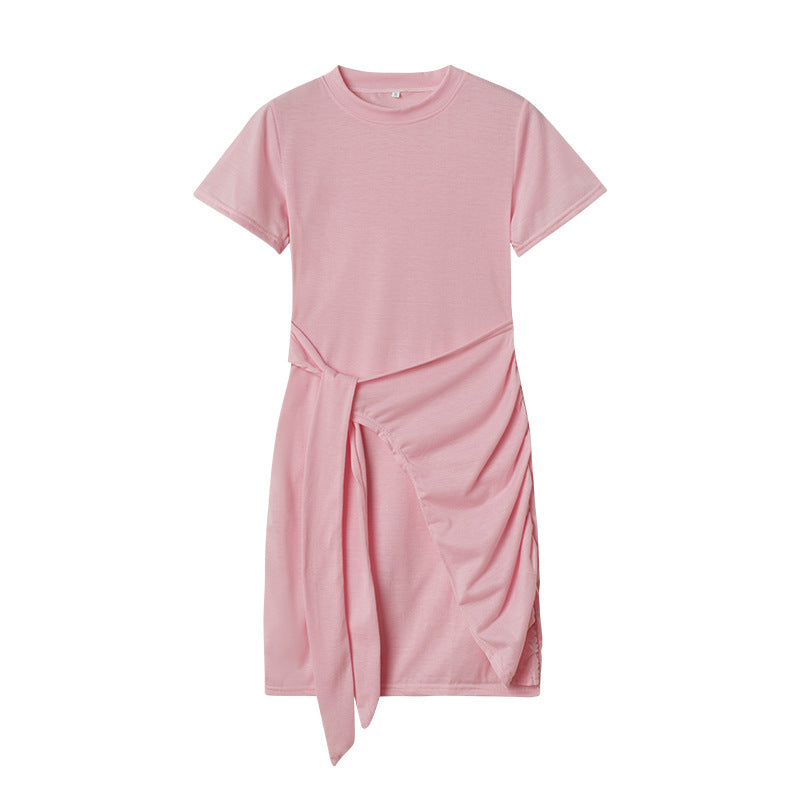 Robe T-Shirt drapée de loisirs pour femmes Chic und Stil