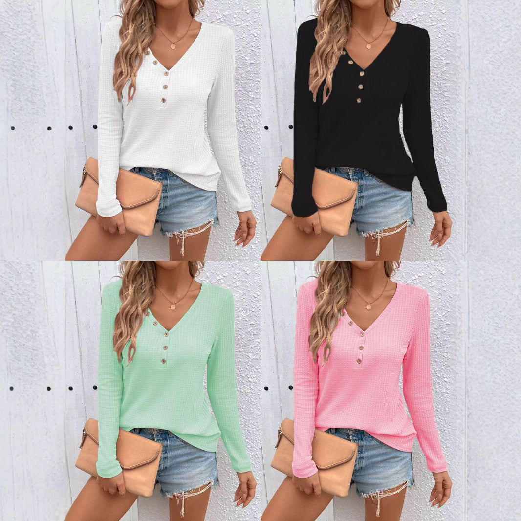Pull femme stretch à col en V avec boutons Chic und Stil
