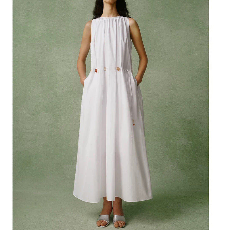 Robe maxi sans manches pour femme avec détail froncé Chic und Stil