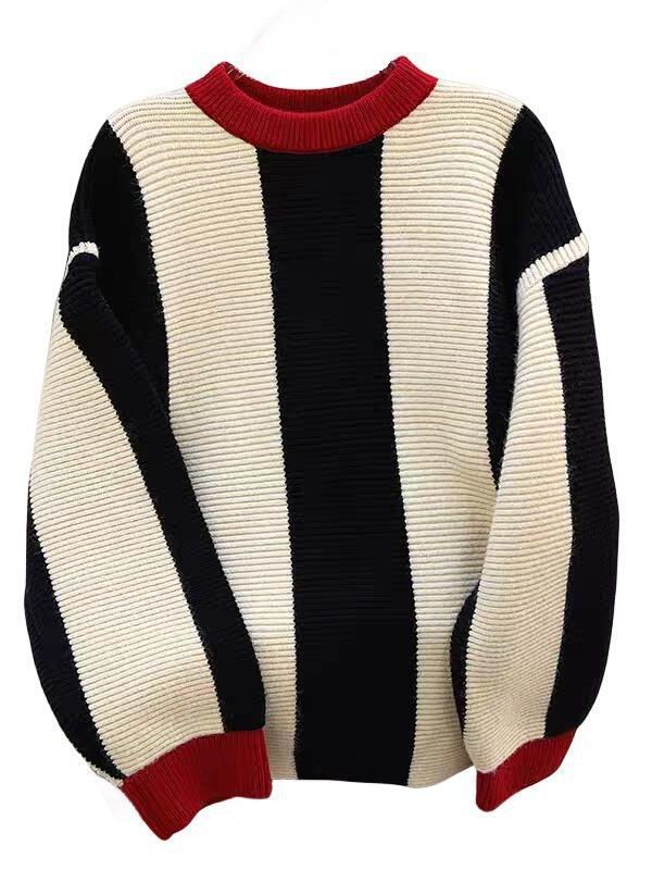 Pull en maille surdimensionné pour femmes avec motif rayé texturé Chic und Stil