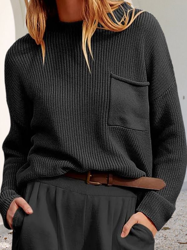 Pull-over en tricot pour femmes avec coupe ample et poche poitrine pratique Chic und Stil