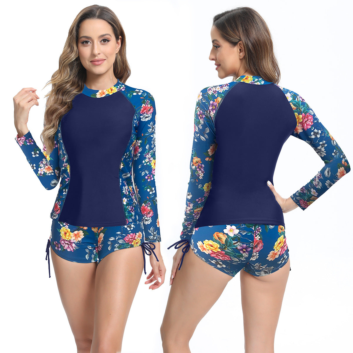 Vêtements de surf pour femmes avec protection UV, design floral et shorts Chic und Stil