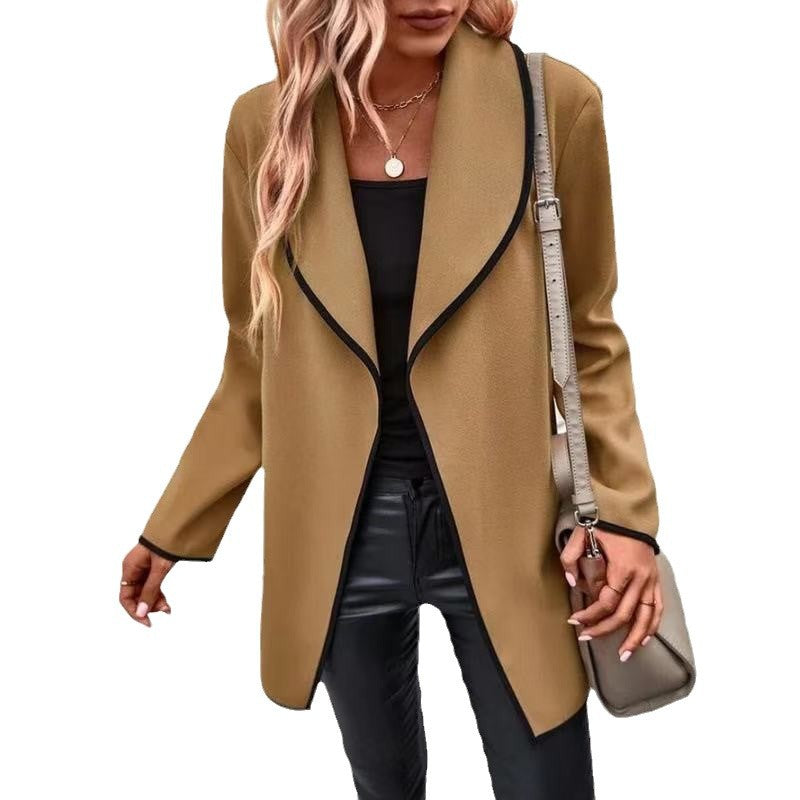Dames élégant blazer oversize avec piping contrasté Chic und Stil