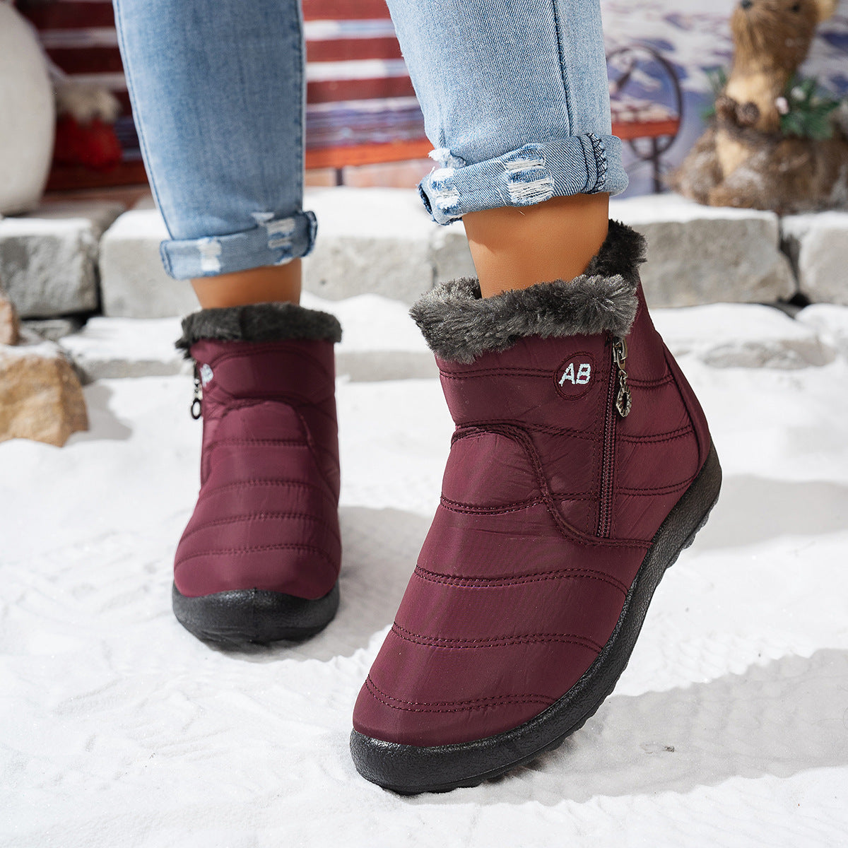 Bottes d'hiver pour femmes avec zip pratique et doublure intérieure douillette Chic und Stil