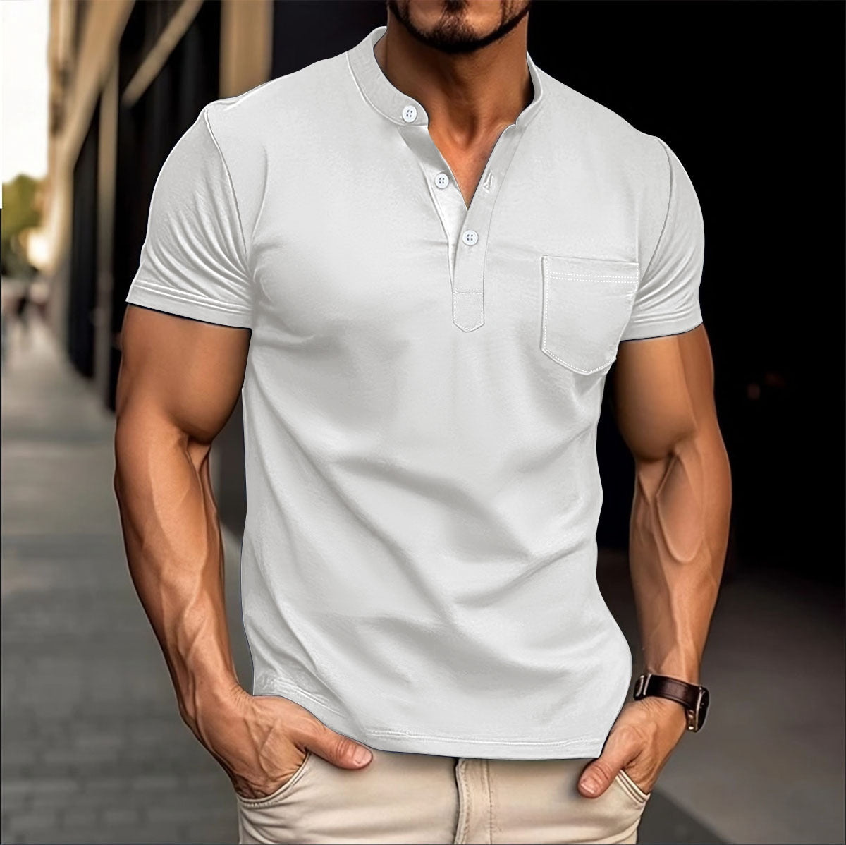 Polo pour hommes avec un col moderne et des détails de boutons Chic und Stil
