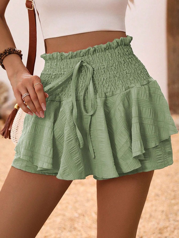 Jupe mini plissée à volants pour femmes Chic und Stil