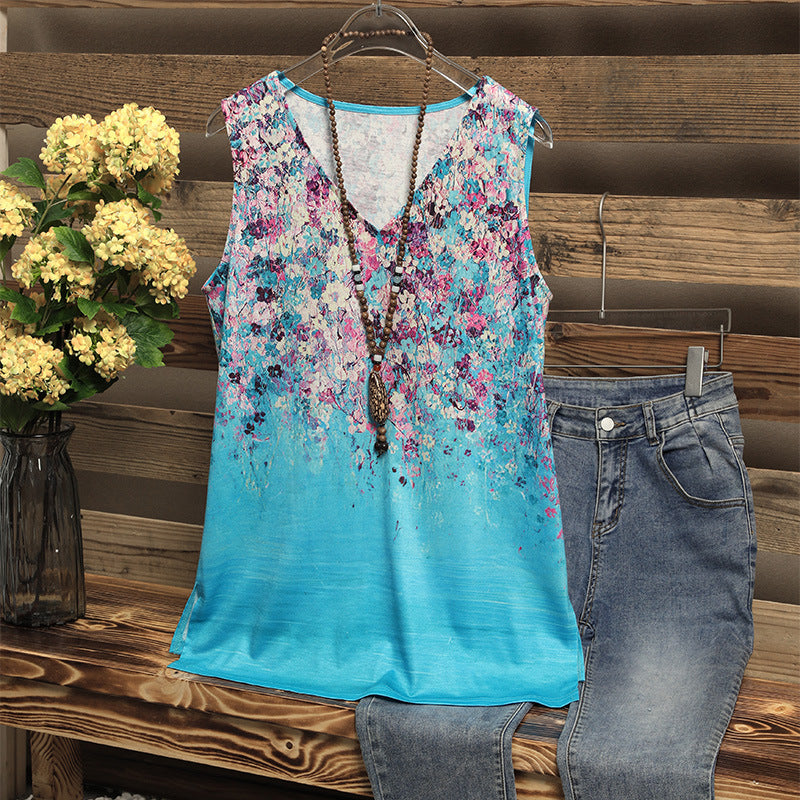 Dames débardeur floral col en V Chic und Stil
