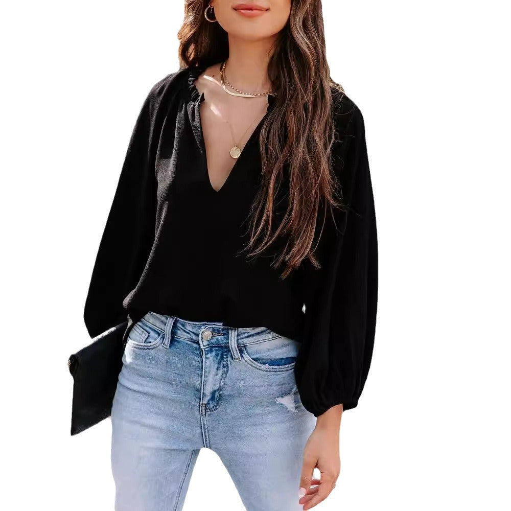 Chemisier pour femmes avec décolleté en V et manches amples Chic und Stil