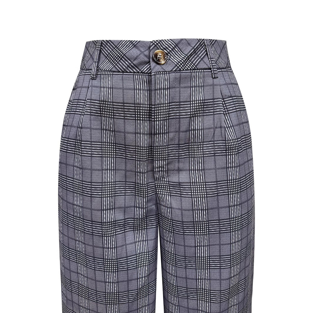 Pantalon à carreaux taille haute pour dames avec jambe large et coupe élégante Chic und Stil