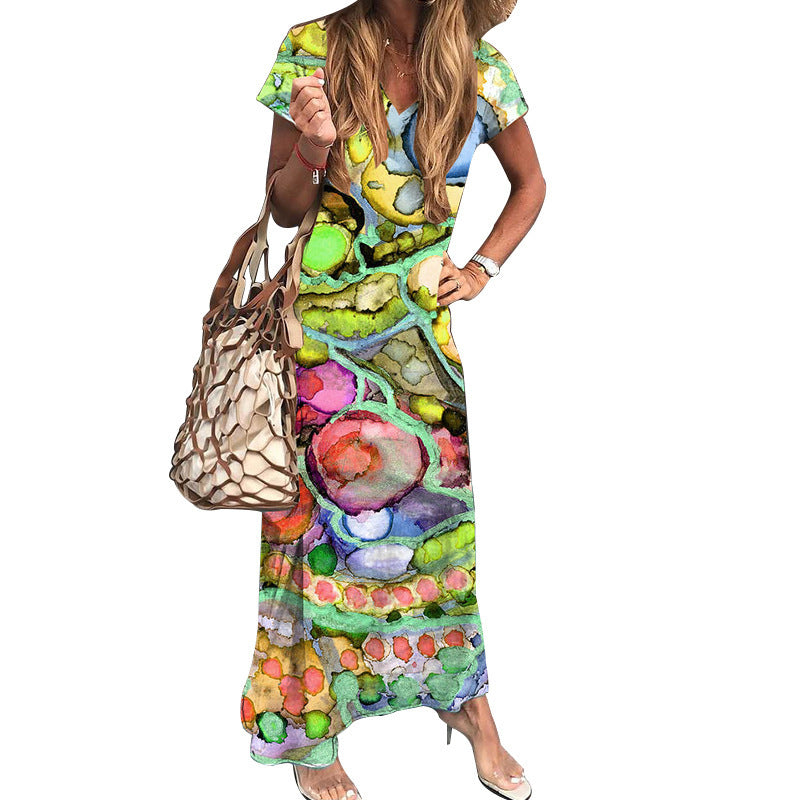 Robe maxi imprimée artificielle Chic und Stil pour femme