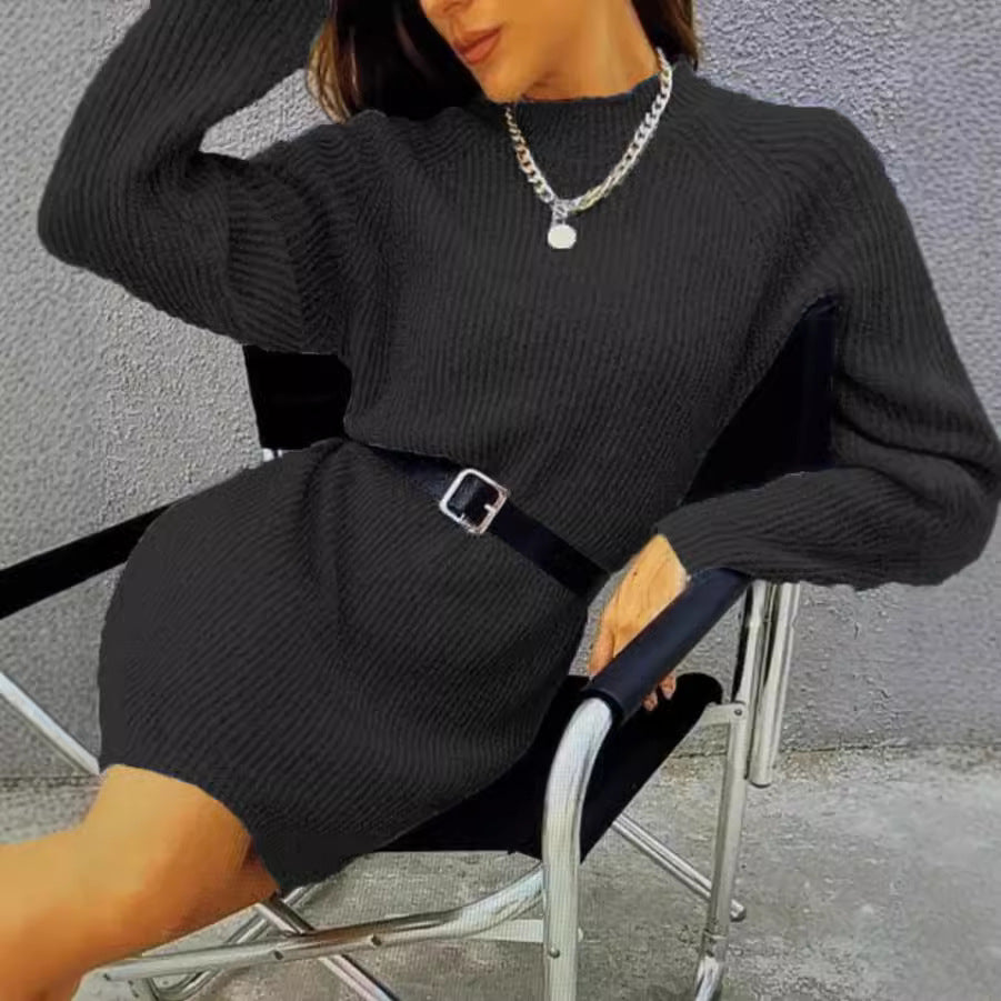 Robe en tricot surdimensionnée pour femmes avec un col rond ample et une coupe décontractée Chic und Stil