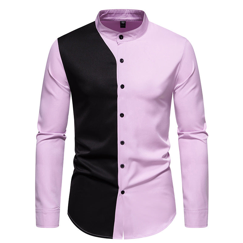 Chemise à manches longues élégante pour hommes avec un joli design de bloc de couleur Chic und Stil