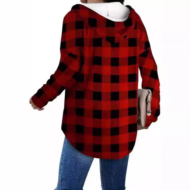 Chemise à carreaux décontractée pour femmes avec capuche Chic und Stil
