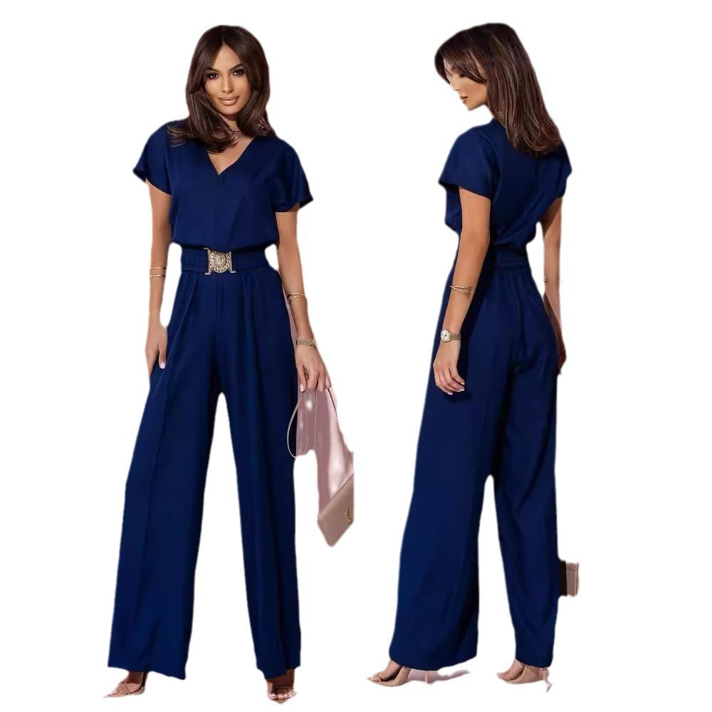Women's jumpsuit with wide leg and belt Chic und Stil