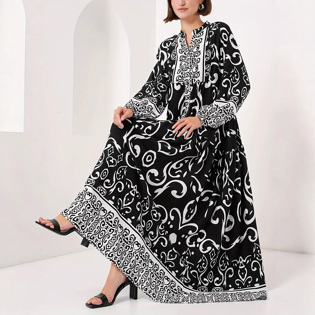 Robe maxi pour dames avec impression à motif artistique Chic und Stil