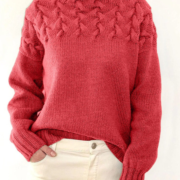 Pull en tricot pour femmes avec col montant et motif torsadé tendance Chic und Stil