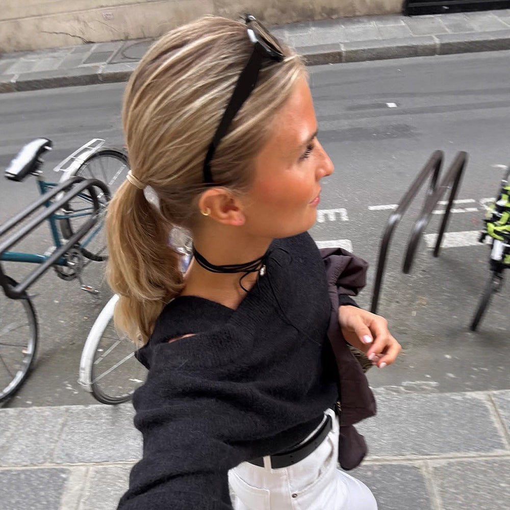 Pull-over en tricot surdimensionné pour femmes avec manches à découpe Chic und Stil