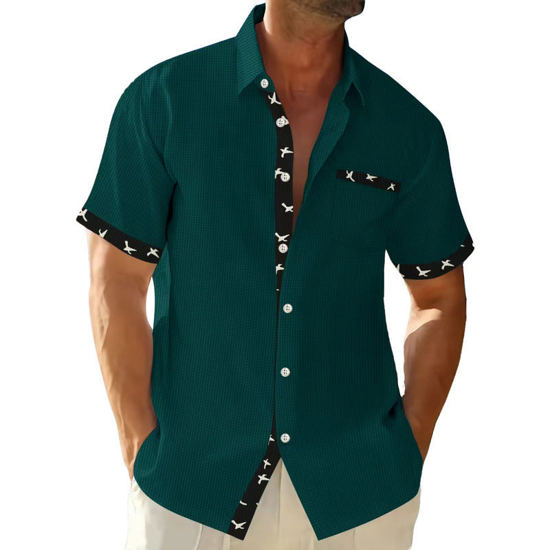 Chemise à manches courtes pour hommes avec col à la mode et poche poitrine Chic und Stil