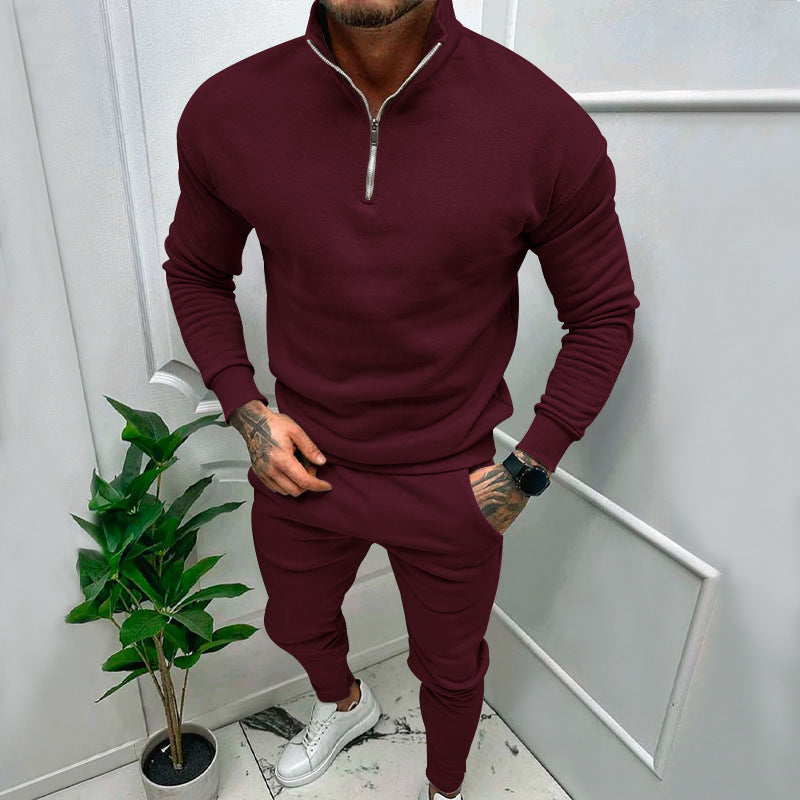 Pull-over en fleece sportif pour hommes avec fermeture éclair courte et coupe à la mode Chic und Stil