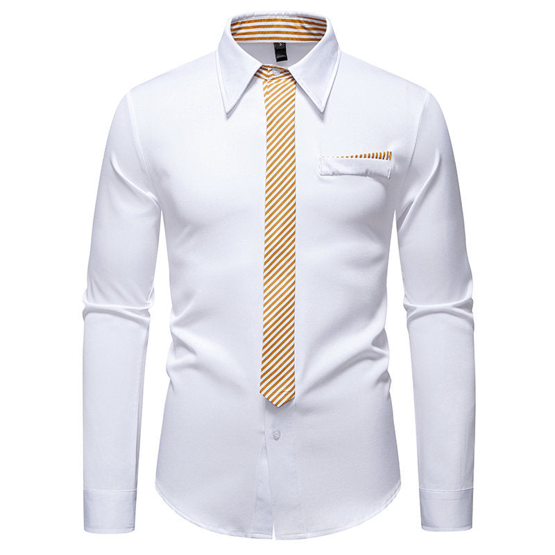 Chemise à manches longues pour hommes avec un design de col innovant et une poche poitrine pratique Chic und Stil