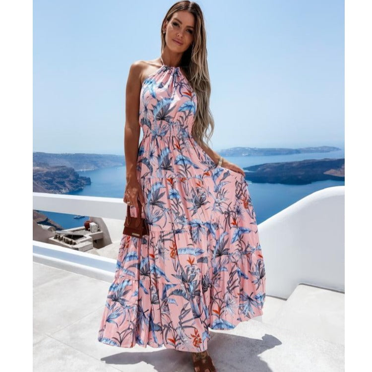 Robe maxi dos nu pour femmes avec jupe fluide Chic und Stil