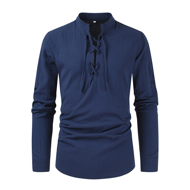 Chemise à manches longues décontractée pour hommes avec fermeture à lacets Chic und Stil