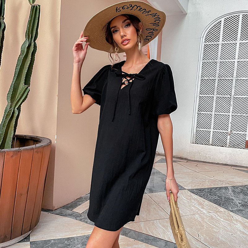 Robe mini casual à lacets pour femmes Chic und Stil