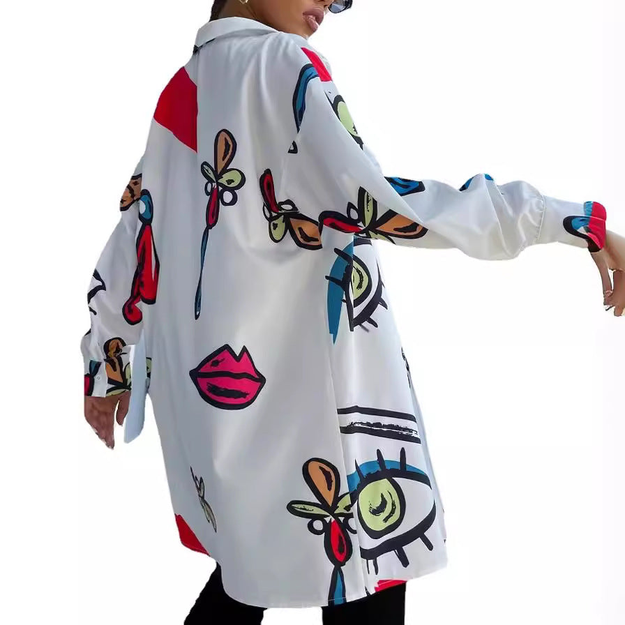 Blouse à carreaux tendance pour femmes avec un design graphique coloré Chic und Stil