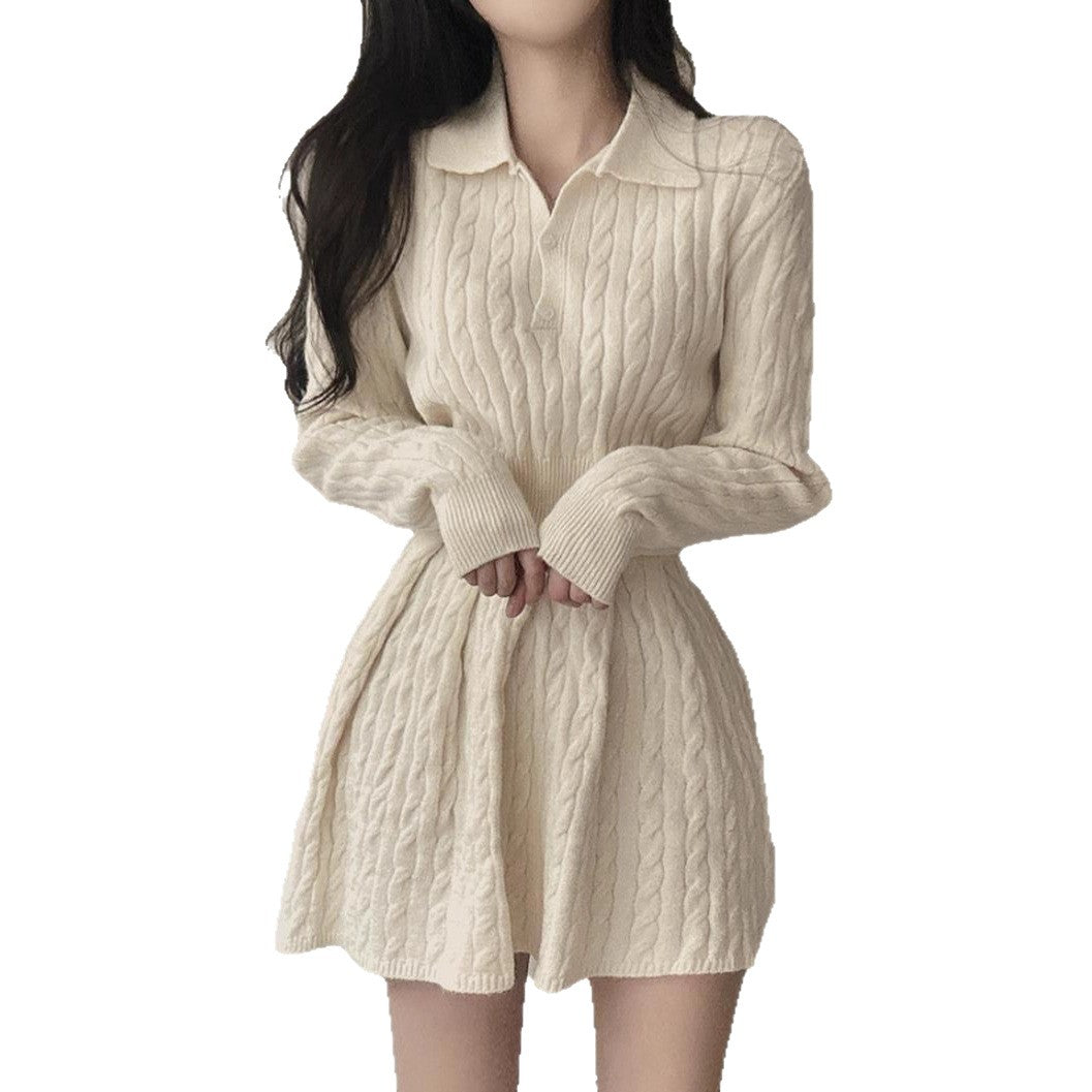 Robe tricot confortable pour femmes avec col élégant et look drapé Chic und Stil