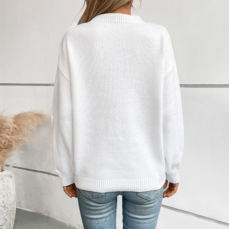 Pull en tricot pour femmes avec motif de drapeau et encolure ronde Chic und Stil