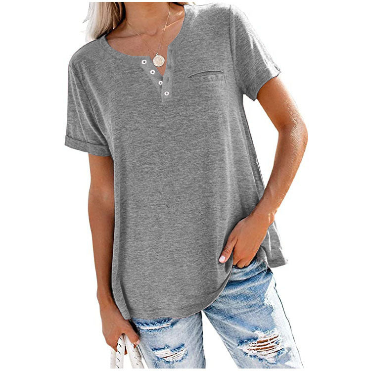 T-shirt pour femmes de haute qualité avec détail de bouton et coupe décontractée Chic und Stil