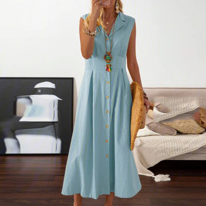 Robe maxi femme avec patte de boutonnage et coupe polyvalente Chic und Stil