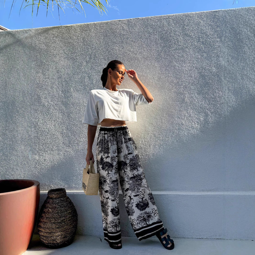 Pantalons de pyjama amples imprimés pour dames Chic und Stil