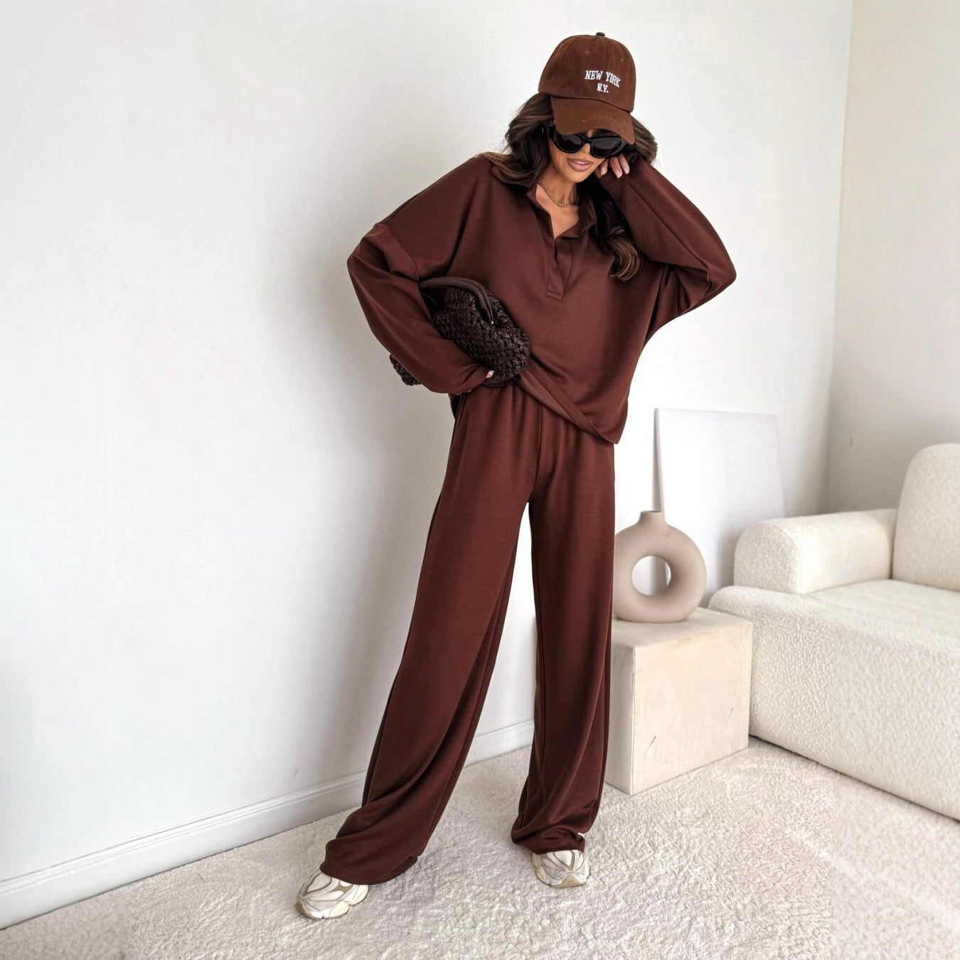Robe-pantalon polo décontractée pour femmes avec col montant et coupe ample Chic und Stil