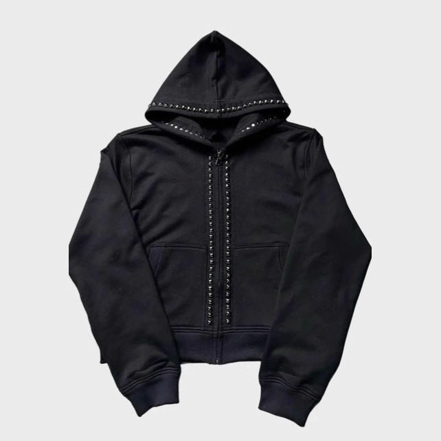 Dame hoodie avec des clous décoratifs et coupe droite Chic und Stil
