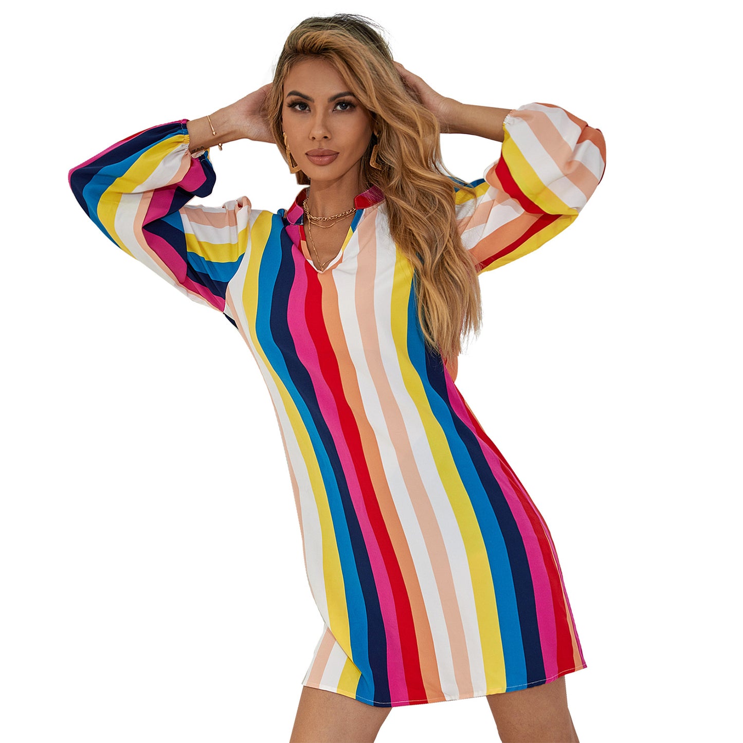 Robe portefeuille élégante pour femmes avec des pois scintillants et des manches longues Chic und Stil